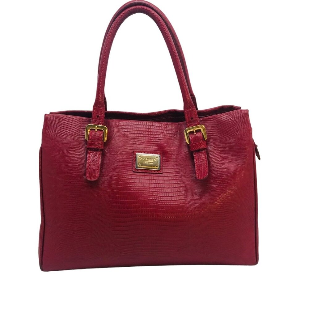 Corello Red Embossed Leather Tote